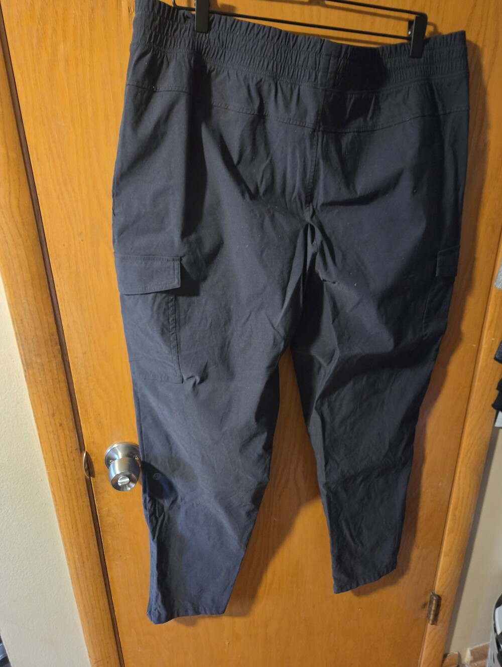 Womens Black Cargo Pants - Comfortable Elastic Waist